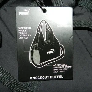 Puma Bags Puma Logo Knockout Duffle Bag X 15 Black Newnwt